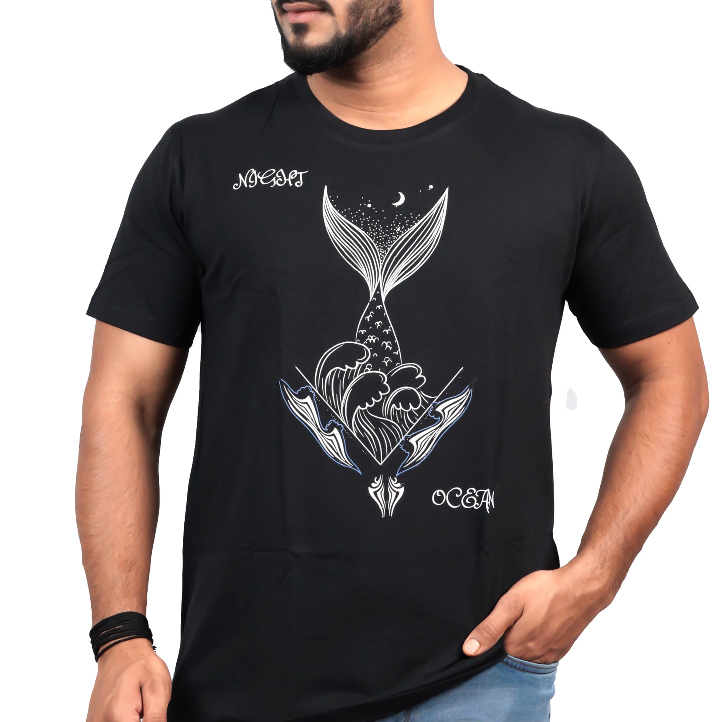 Nirvana Night Mermaid T-shirt In Black Color For Men