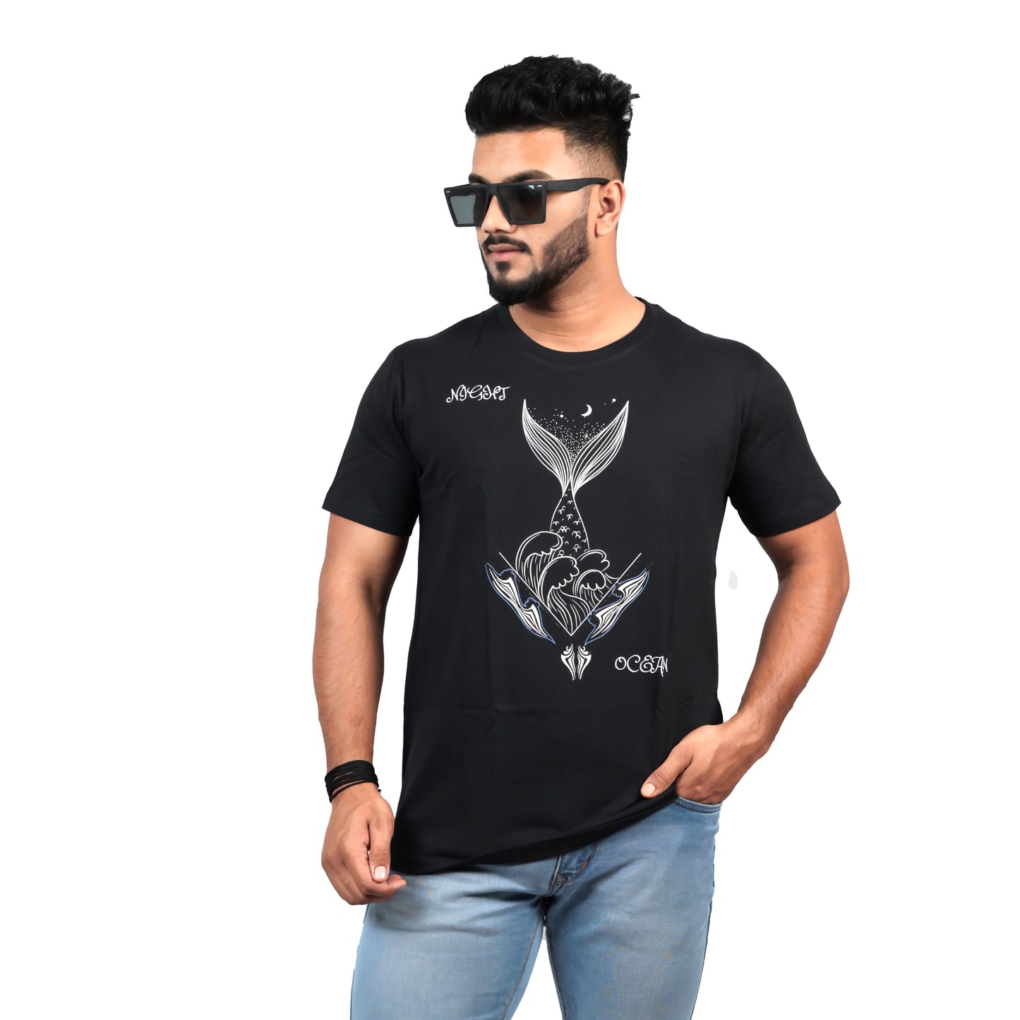 Nirvana Night Mermaid T-shirt In Black Color For Men