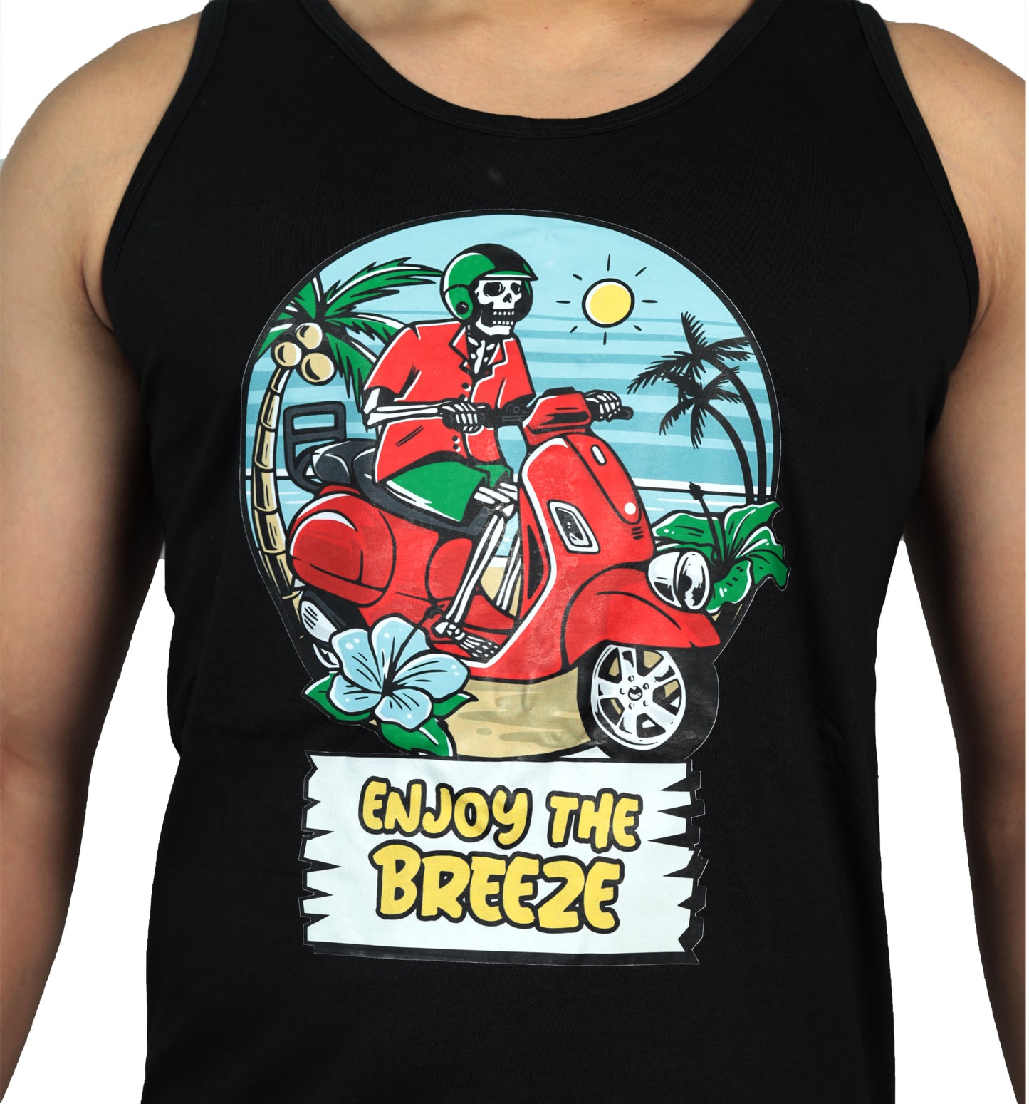 Enjoy The Breeze Printed Vest Black Color For Men