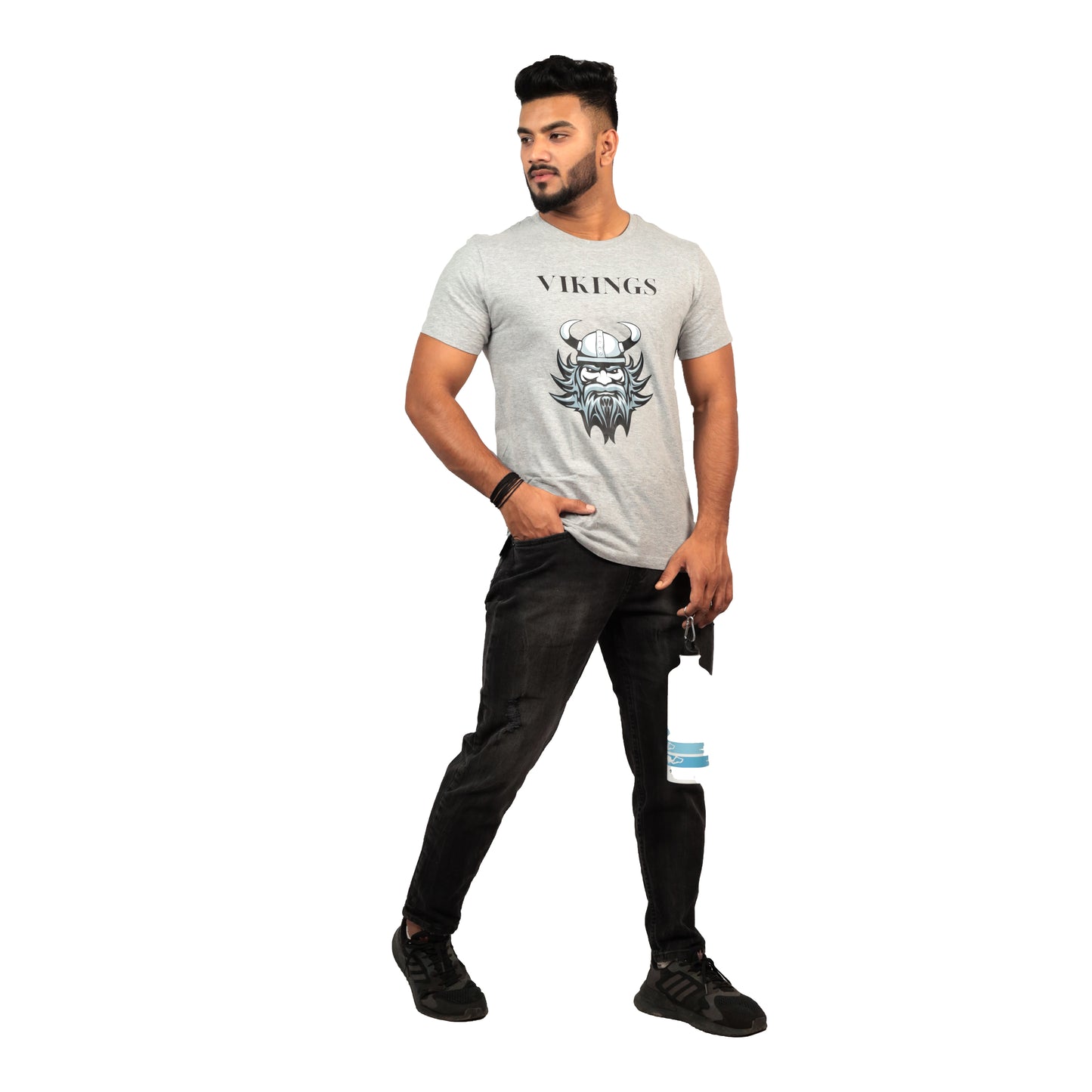 Viking Printed T-shirt In Grey Color For Men