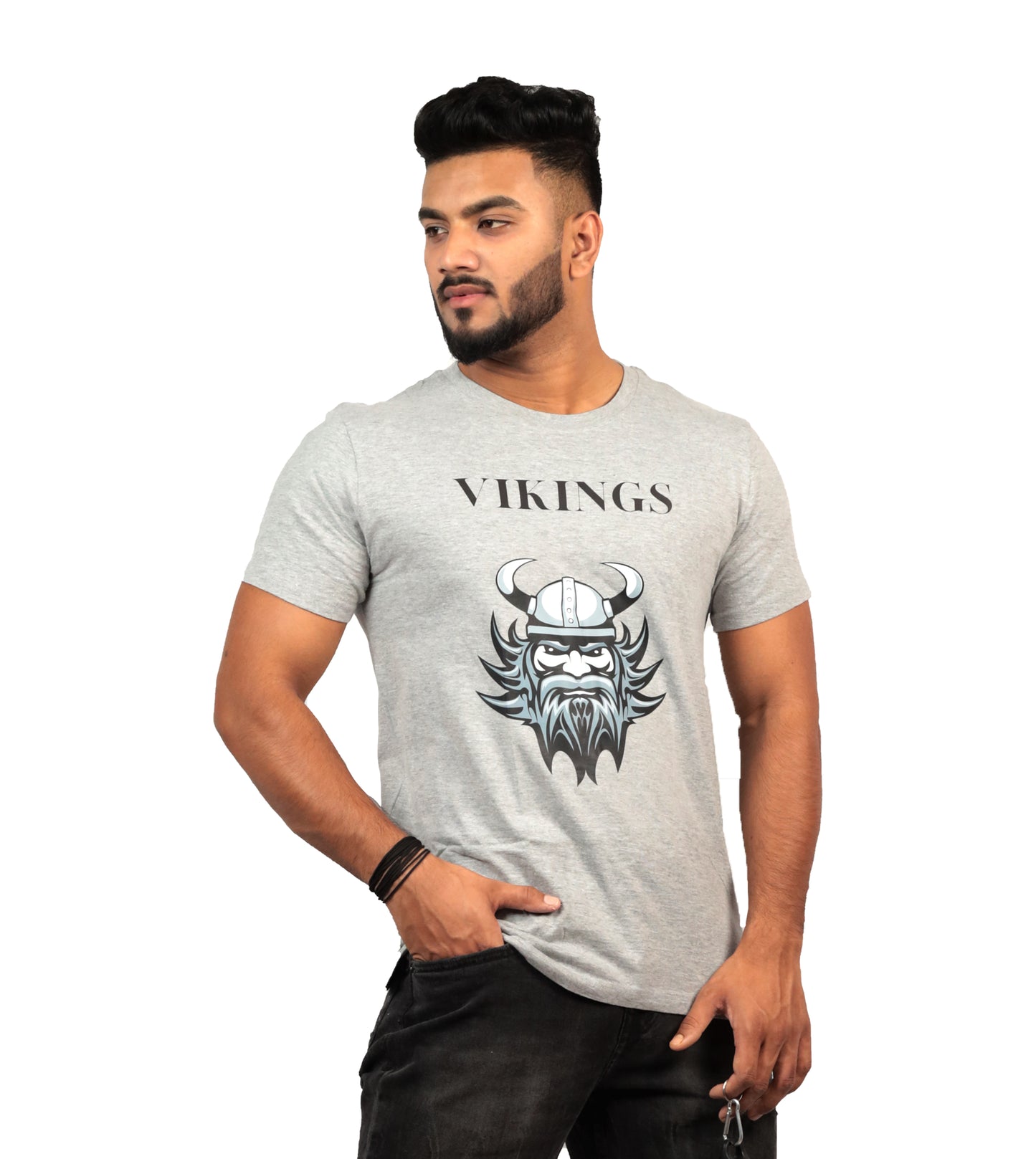 Viking Printed T-shirt In Grey Color For Men
