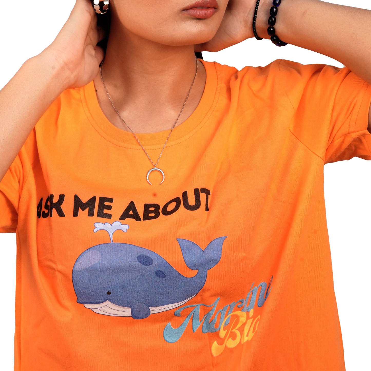 Ask me About Marine Bio T-Shirt In Orange Color For Women