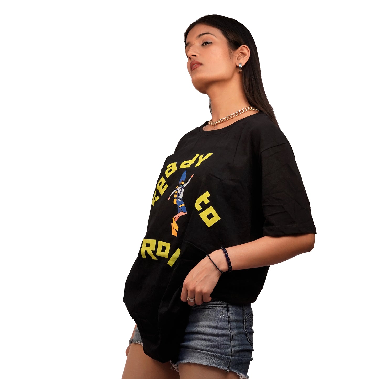 Ready To Roll T-Shirt In Black Color For Women