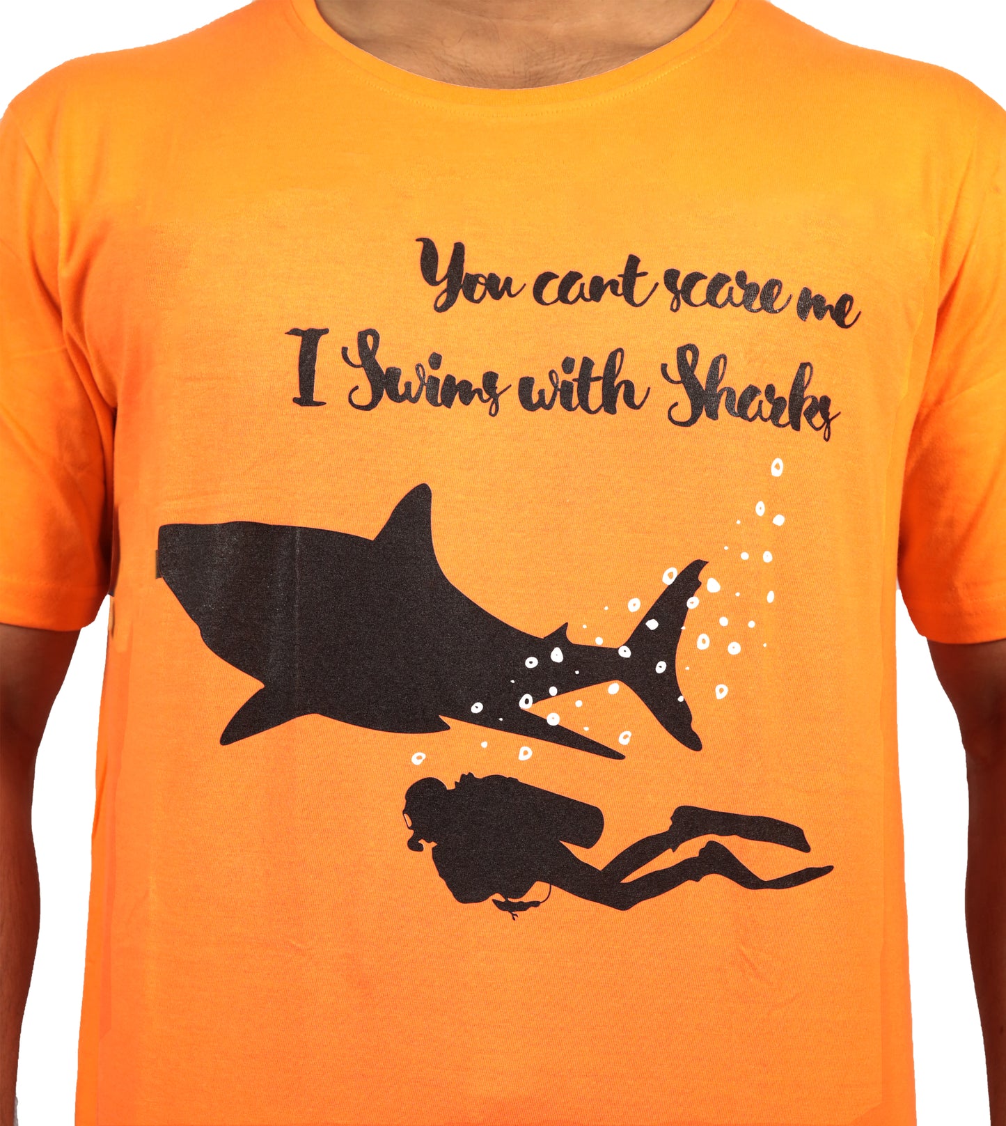 Shark Diver Quote T-Shirt In Orange Color For Men