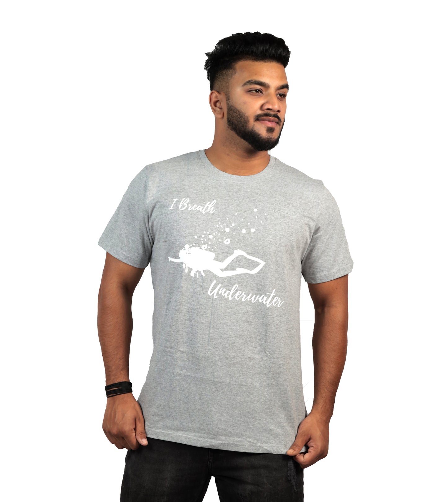I Breathe Underwater T-Shirt In Grey Color For Men