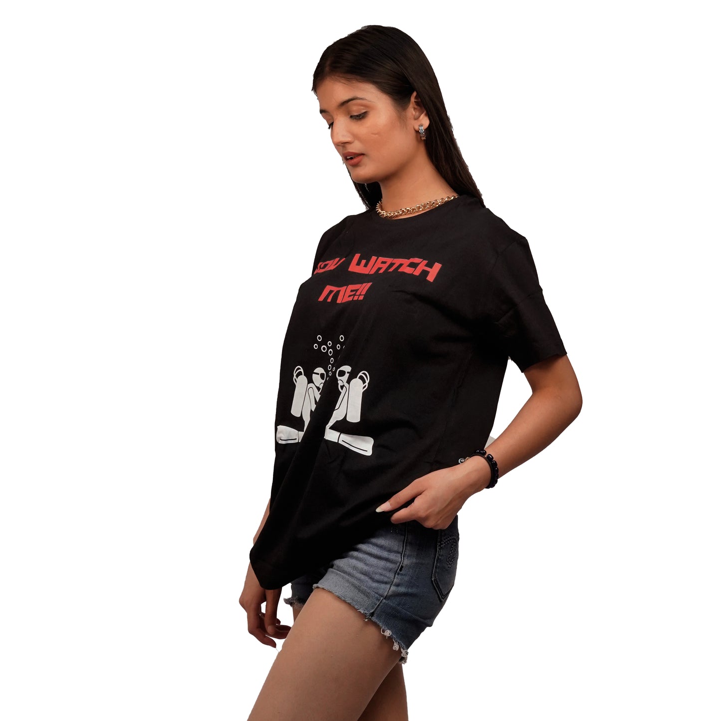 You Watch Me T-Shirt Black Color For Women