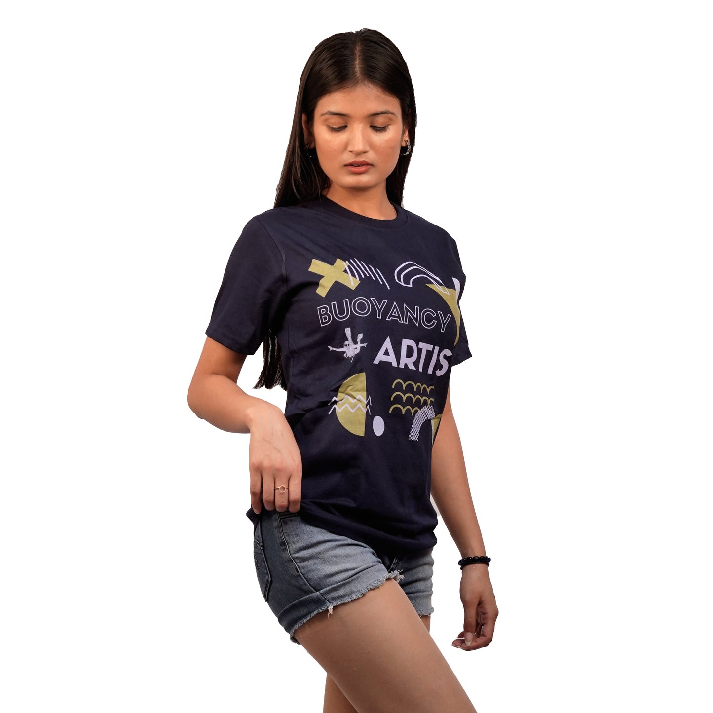 Buoyancy Artist T-shirt In Navy Blue Color For Women