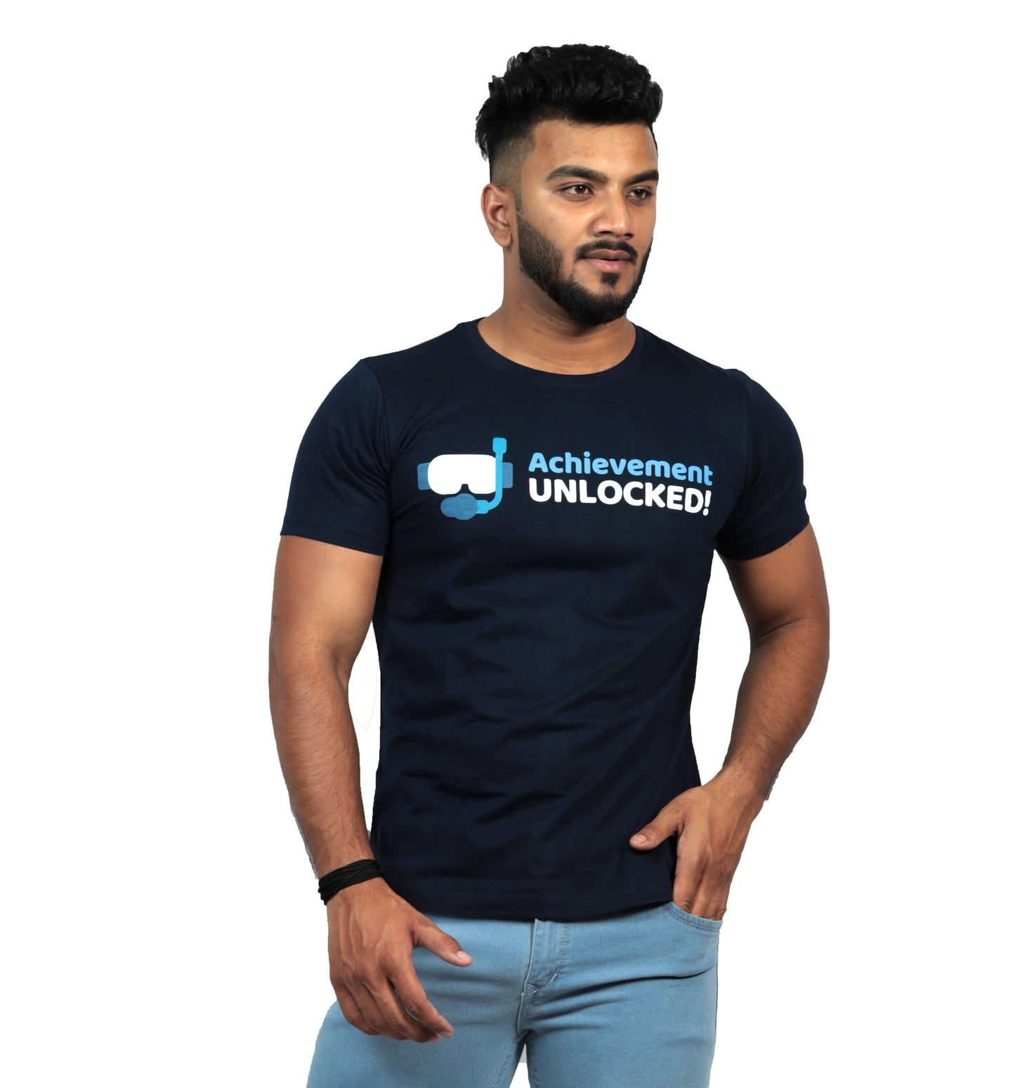 Achievement Unlocked T-Shirt In Navy Blue Color For Men