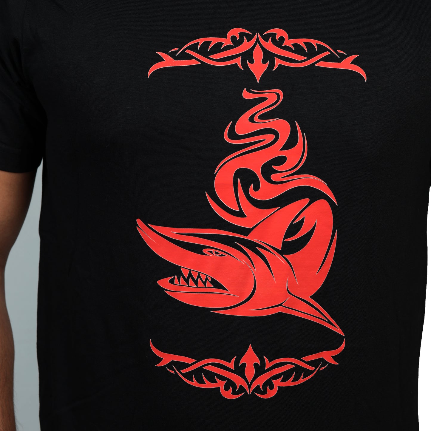 Shark Tribe Printed T-Shirt for Men Black Color