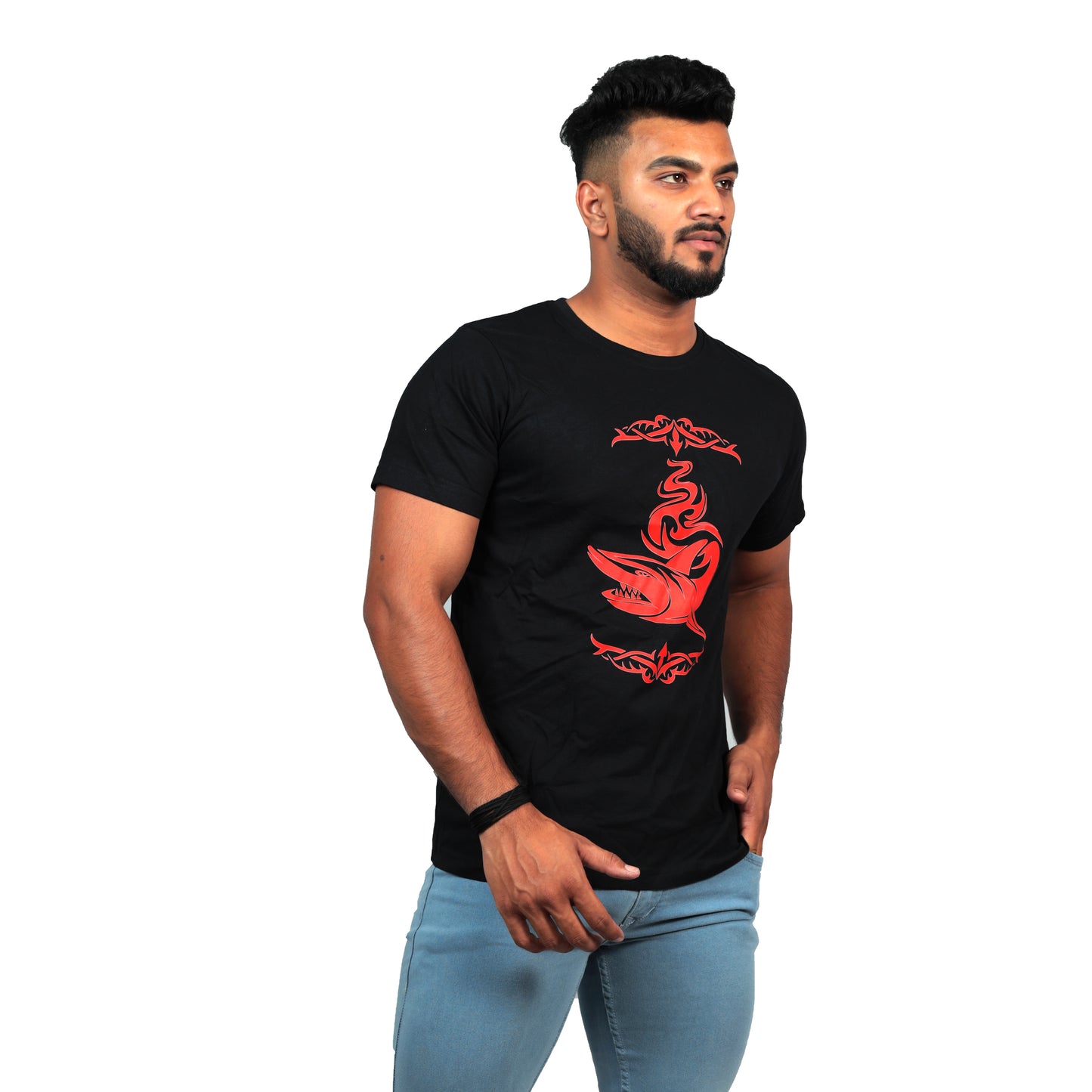 Shark Tribe Printed T-Shirt for Men Black Color