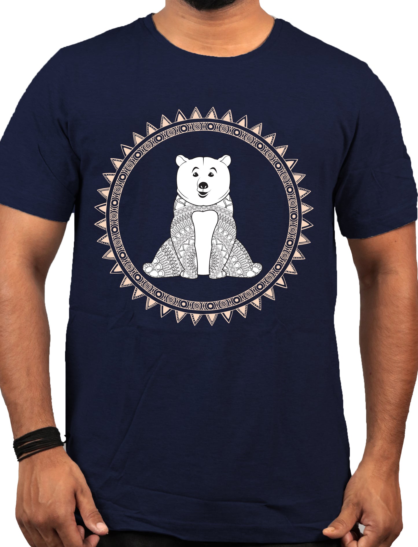 Polar Bear Printed  T-shirt In Navy Blue Color For Men