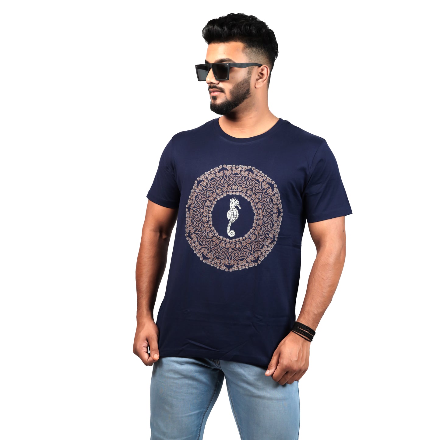 Nirvana Sea Horse T-shirt Navy In Blue Color For Men