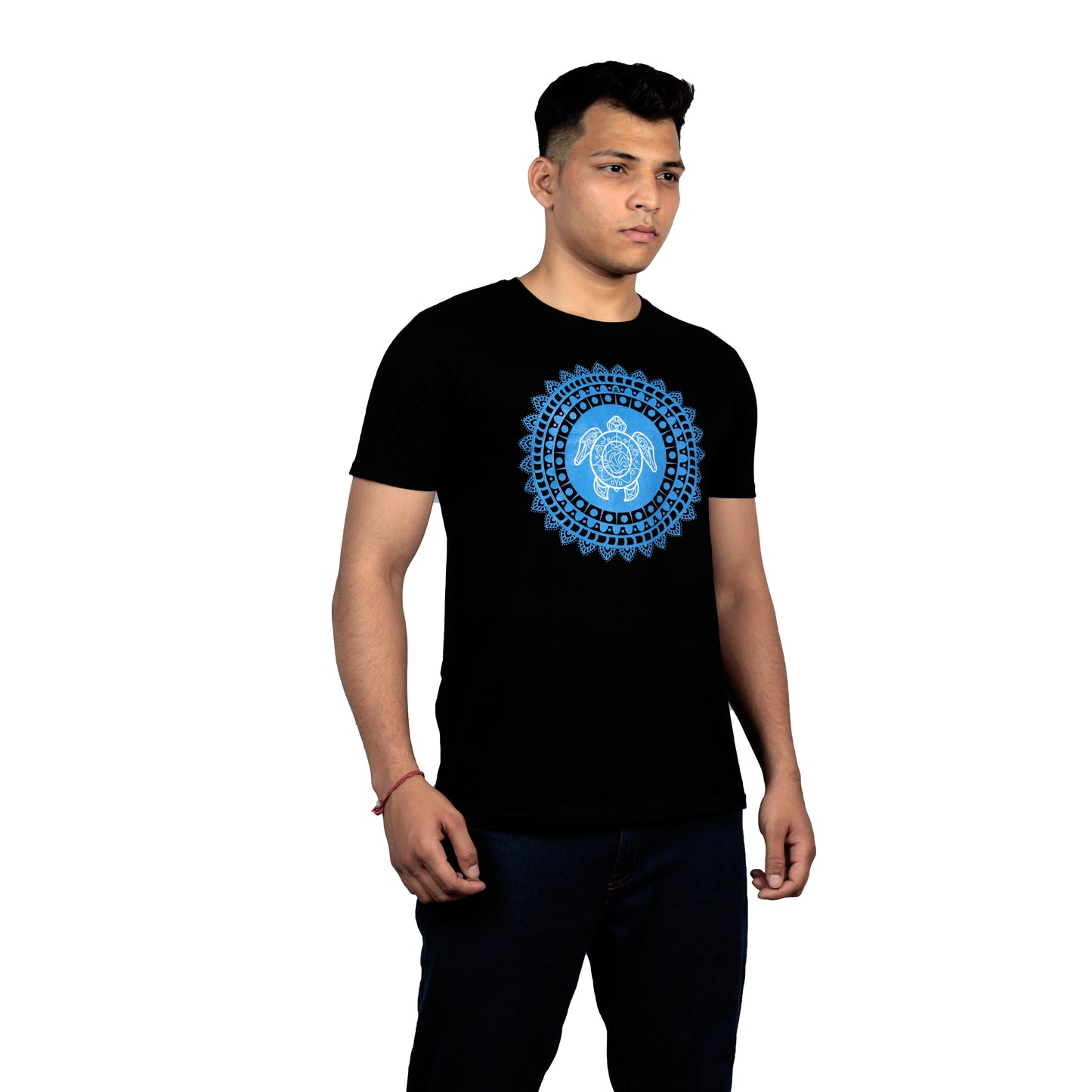 Nirvana Blue Turtle Printed T-shirt In Black Color For Men