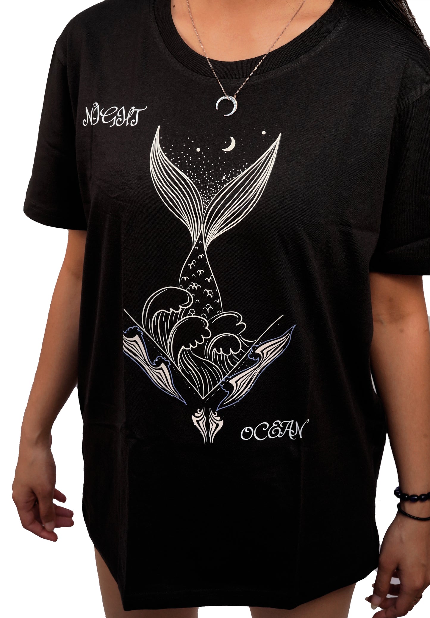Nirvana Night Mermaid T-shirt In Black Color For Women
