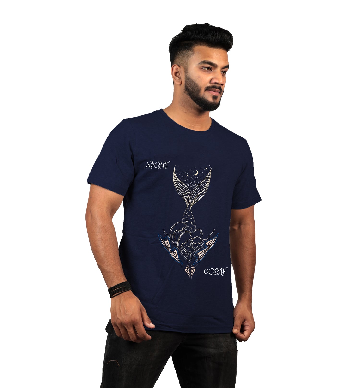 Nirvana Night Mermaid T-shirt In Navy Blue Color For Men