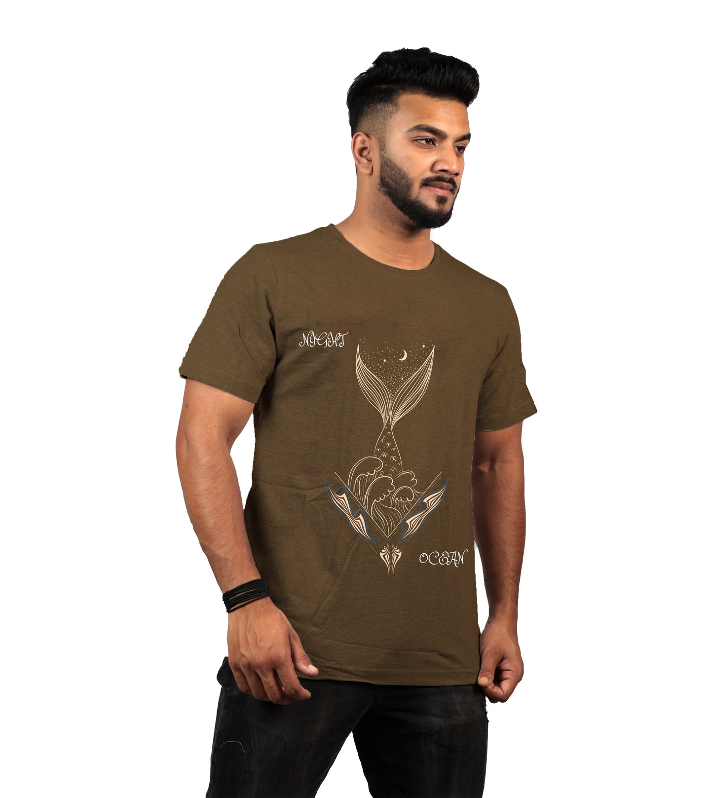 Nirvana Night Mermaid T-shirt In Olive Green Color For Men