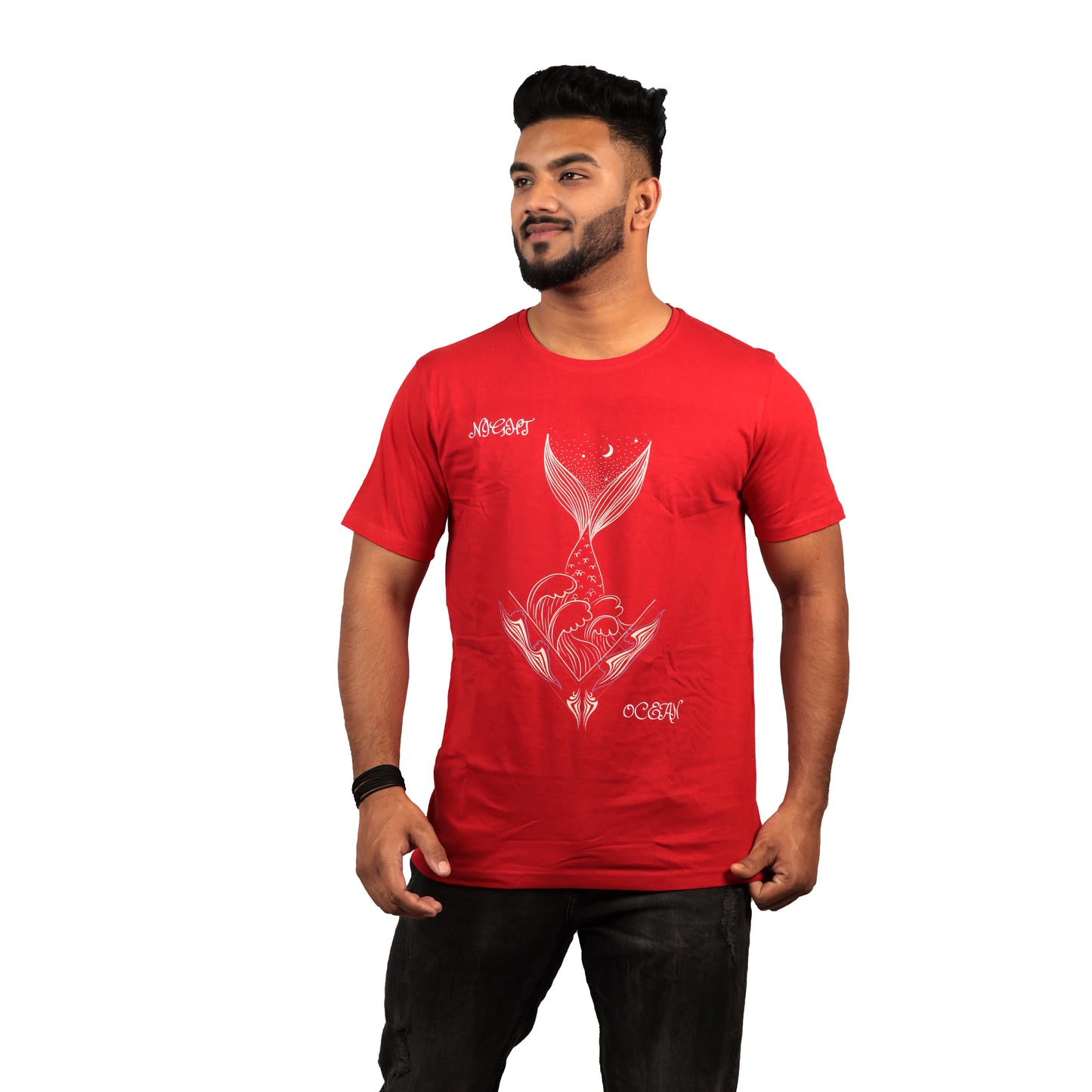 Nirvana Night Mermaid T-shirt In Red Color For Men