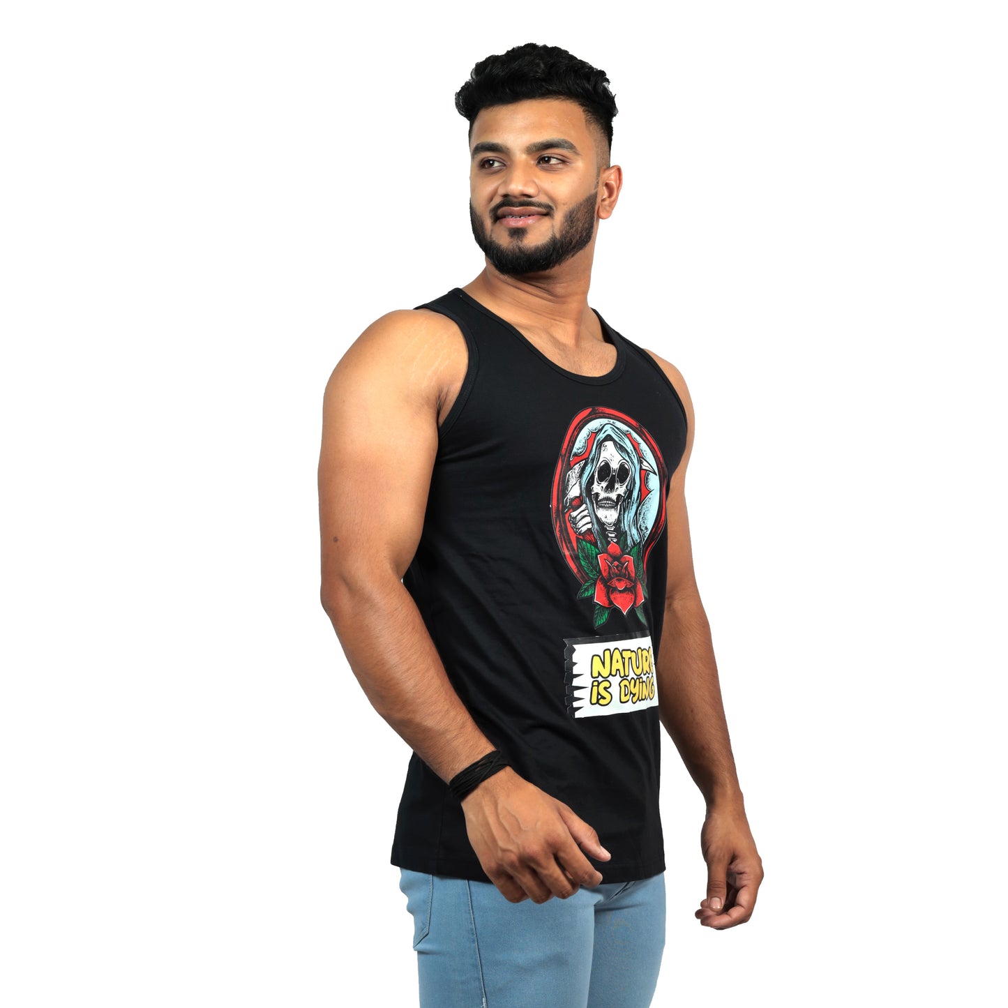 Nature Is Dying Printed Gym Vest For Men