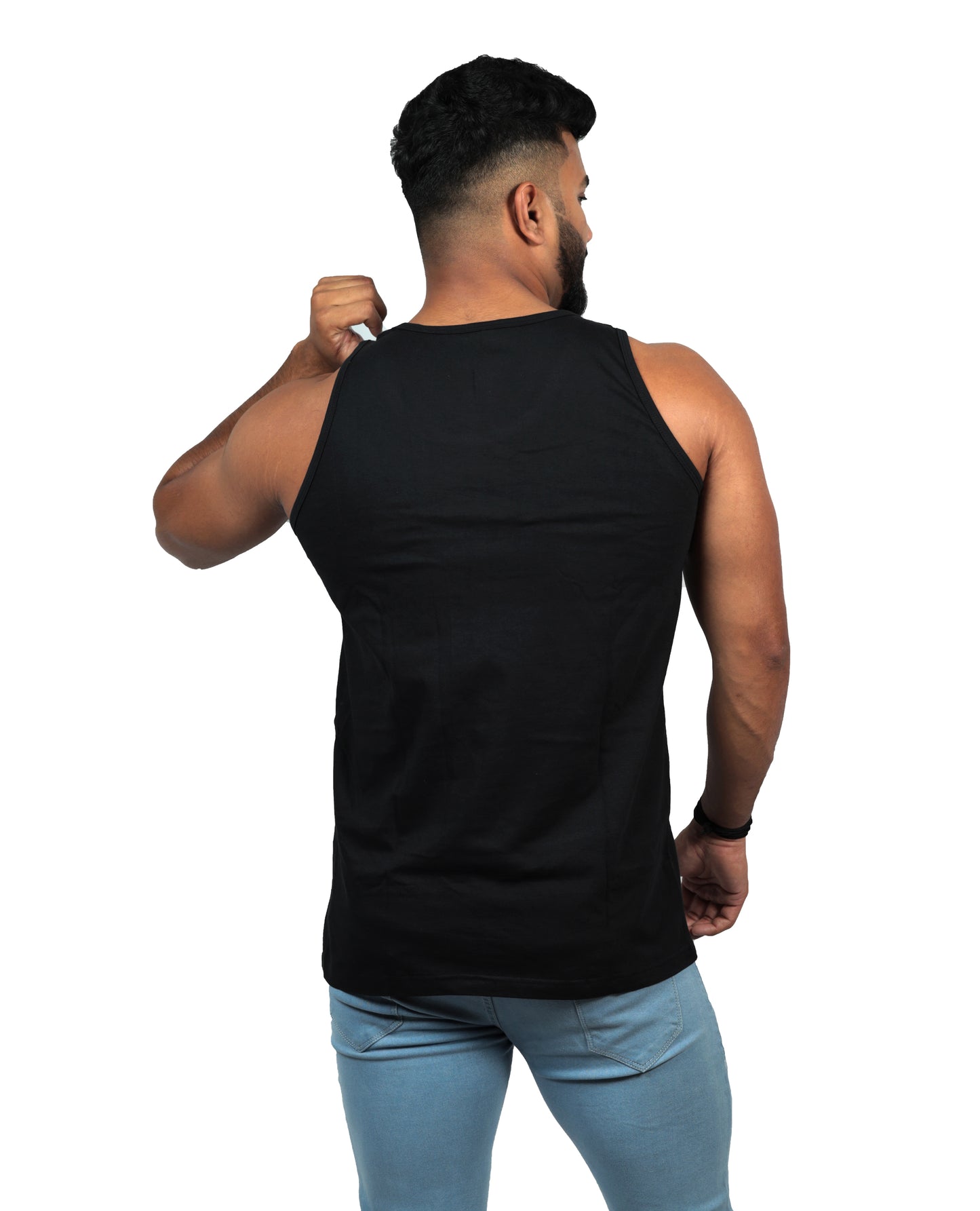 Beach Party Printed Black Gym Vest For Men