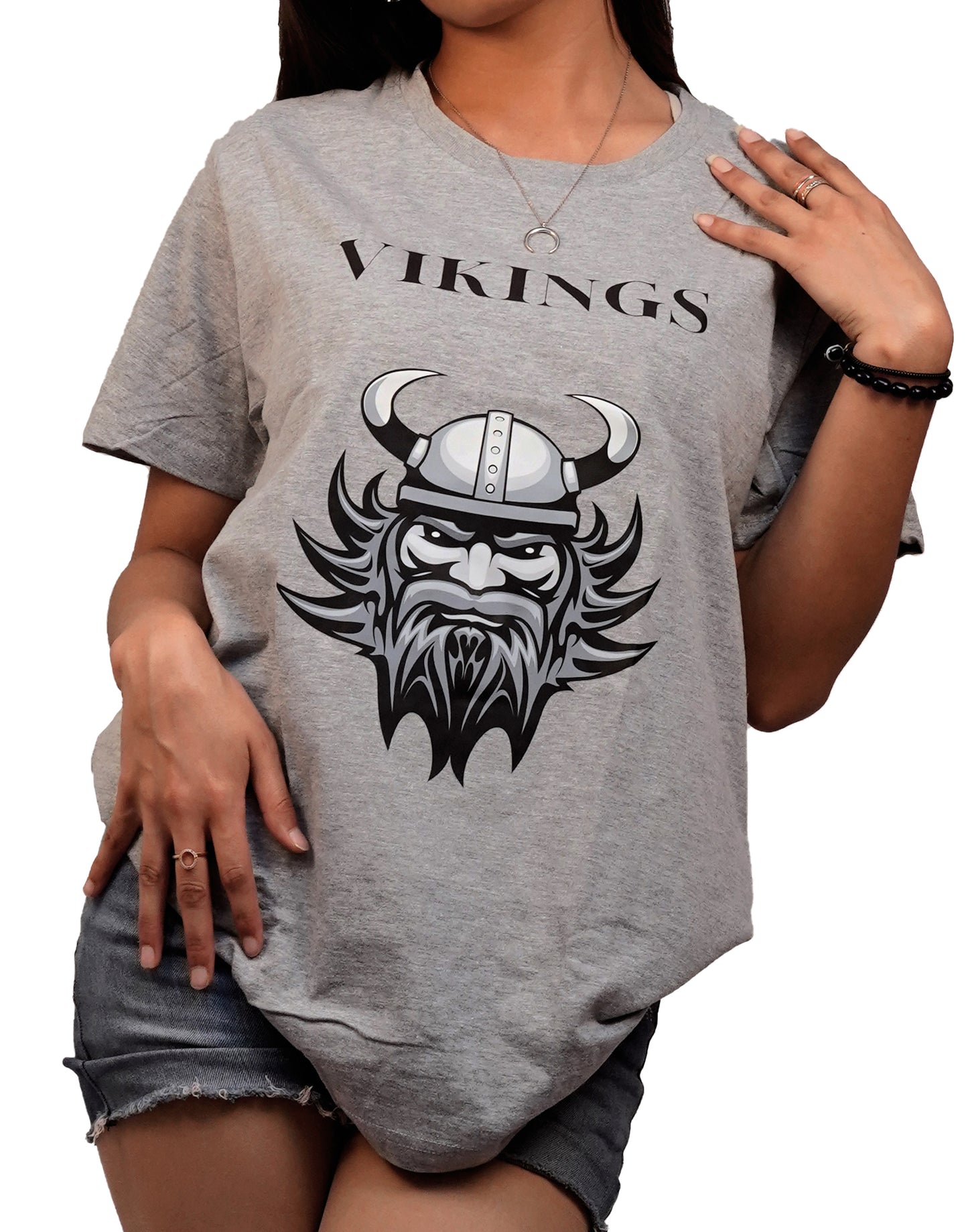 Viking Printed T-shirt In Grey Color For Women