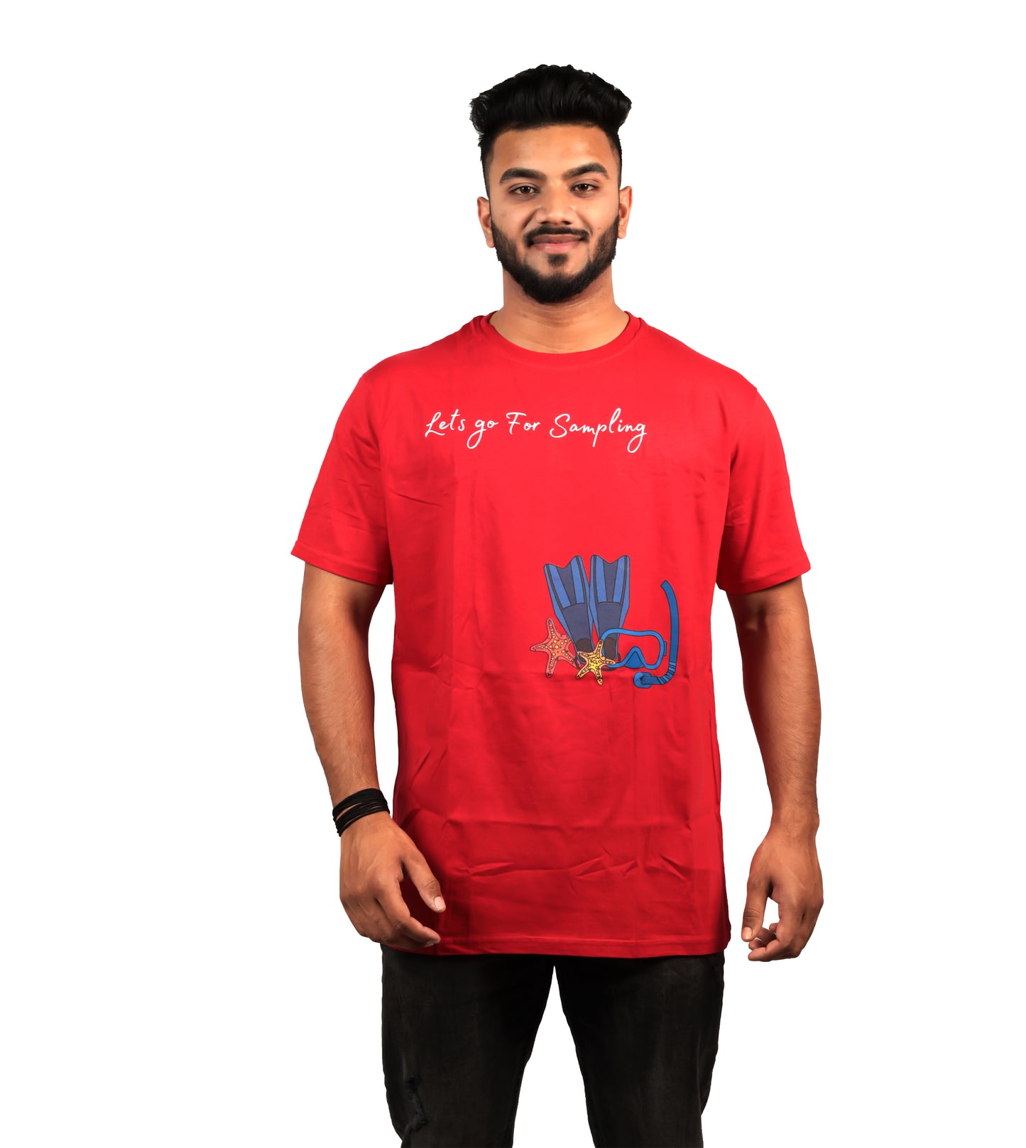 Lets Go For Sampling T-shirt In Red Color For Men