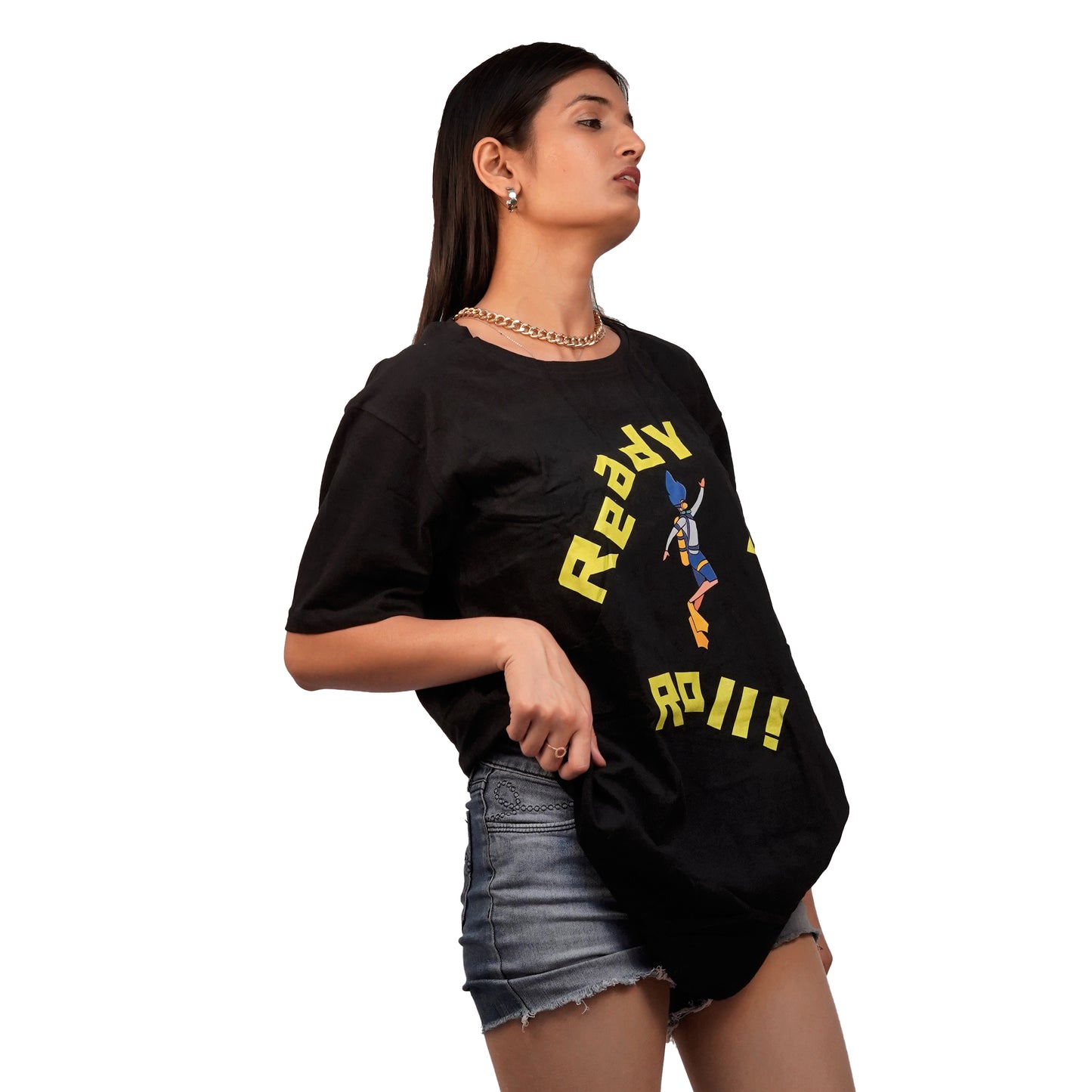 Ready To Roll T-Shirt In Black Color For Women