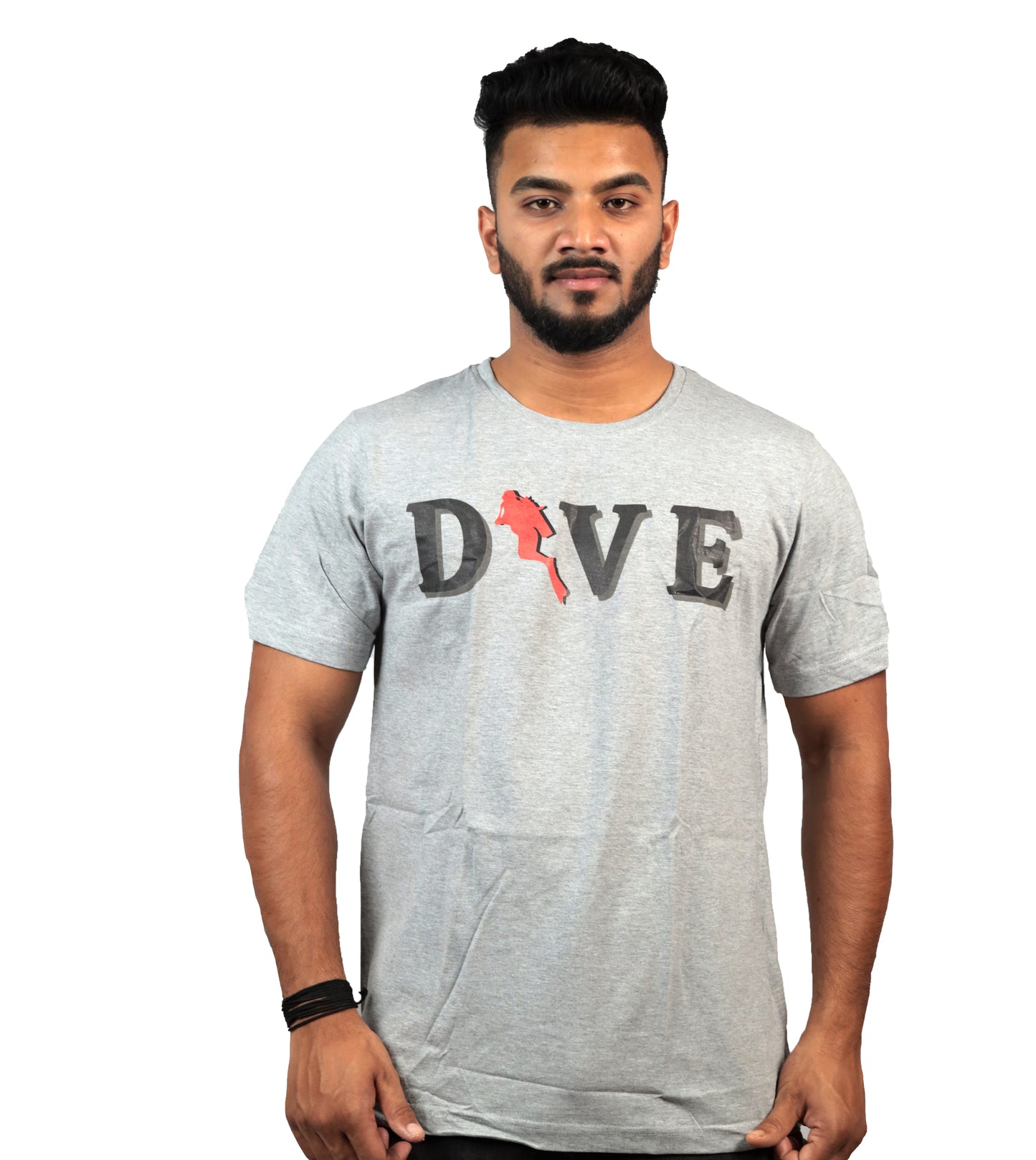 Dive Printed T-Shirt In Grey Color For Men