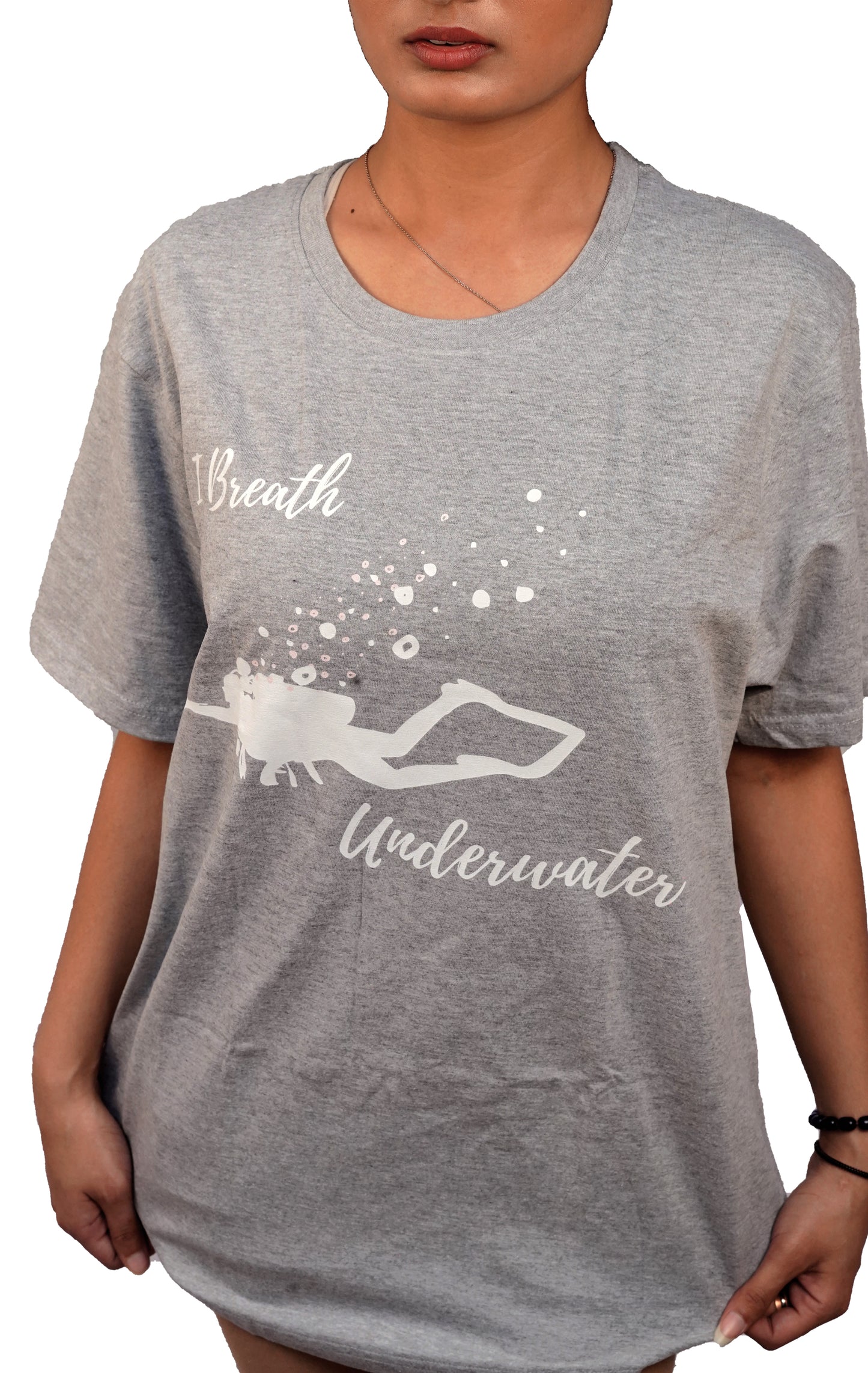 I Breathe Underwater T-Shirt In Grey Color For Women