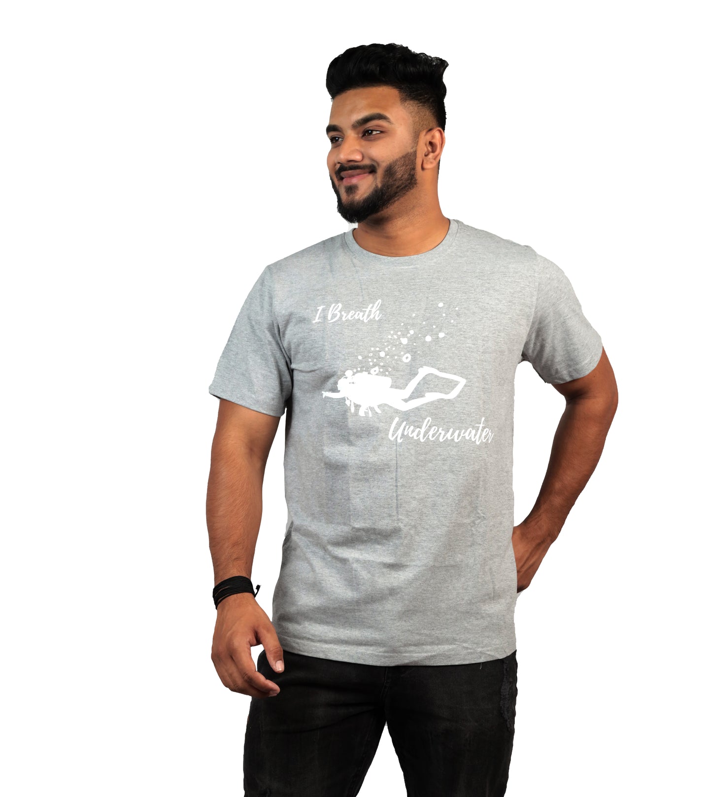 I Breathe Underwater T-Shirt In Grey Color For Men