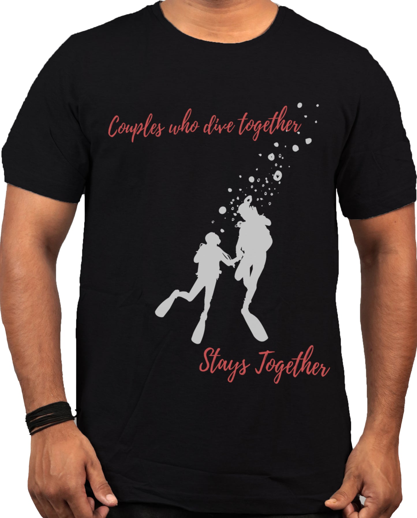 Diving Couple T-shirt In Black Color For Men