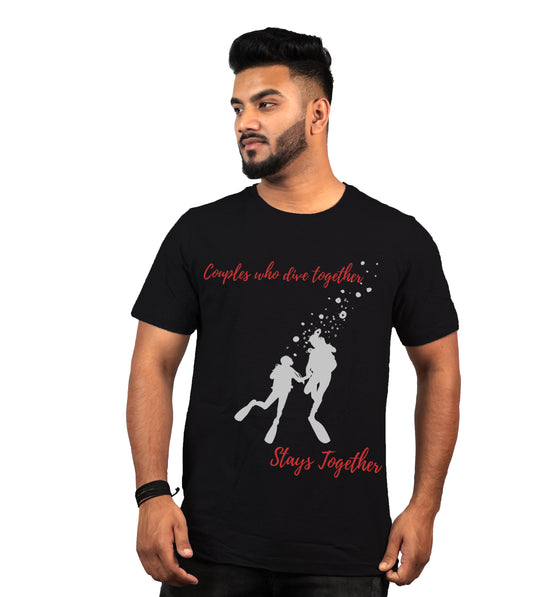 Diving Couple T-shirt In Black Color For Men