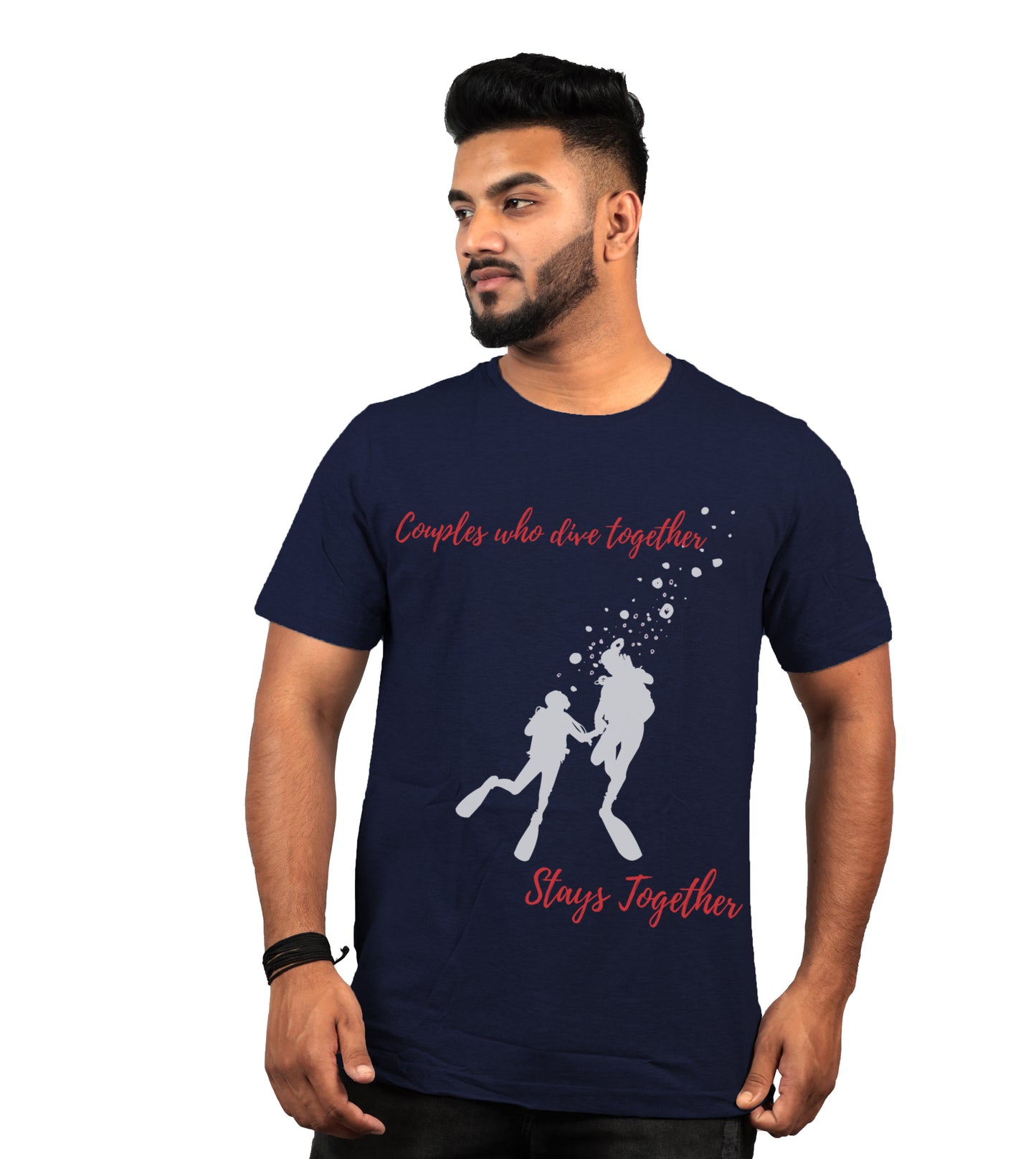 Couple Diving T-shirt In Navy Blue Color For Men