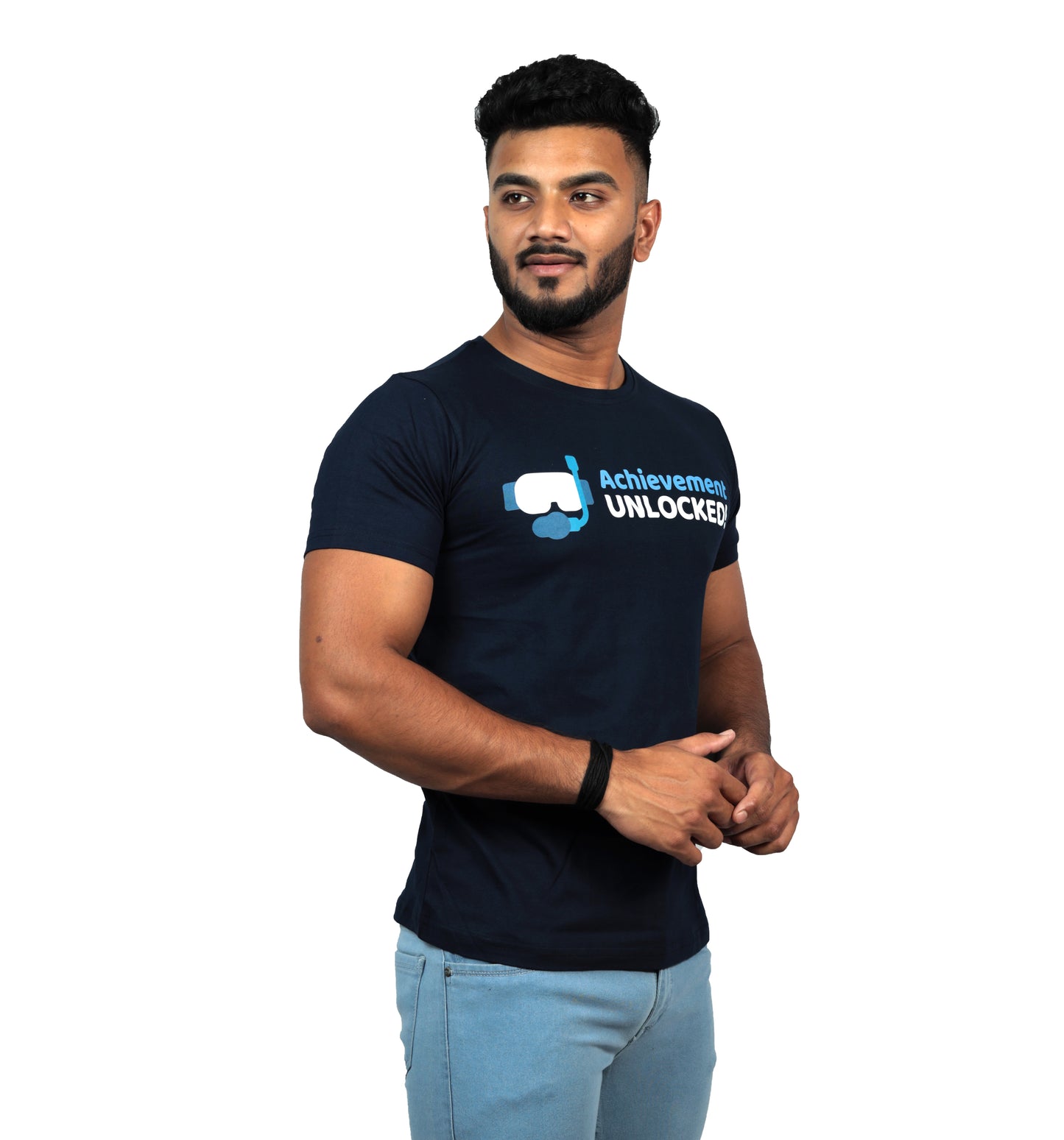 Achievement Unlocked T-Shirt In Navy Blue Color For Men