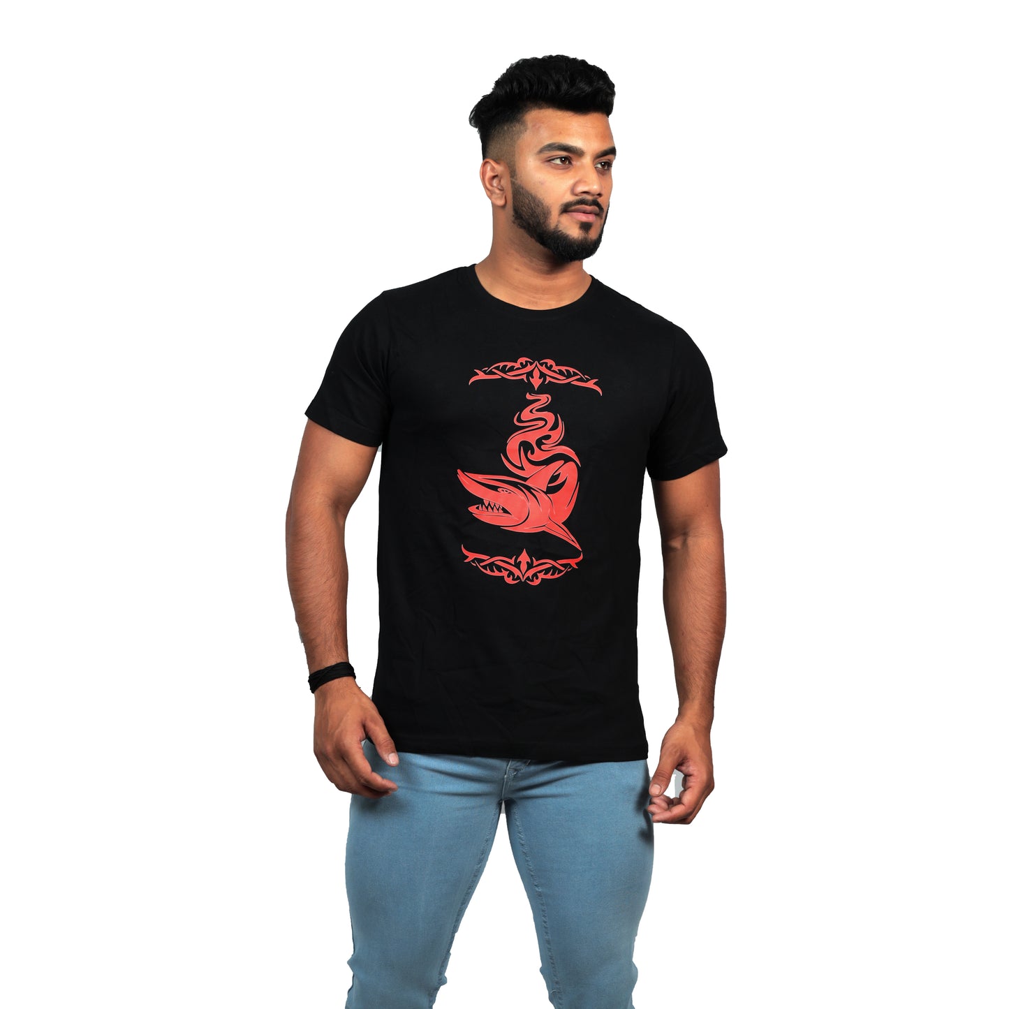Shark Tribe Printed T-Shirt for Men Black Color
