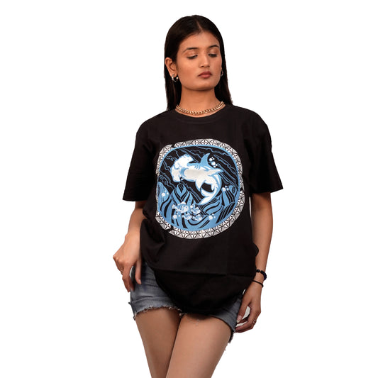 Glorious Shark Hammerhead T-Shirts In Black Color For Women