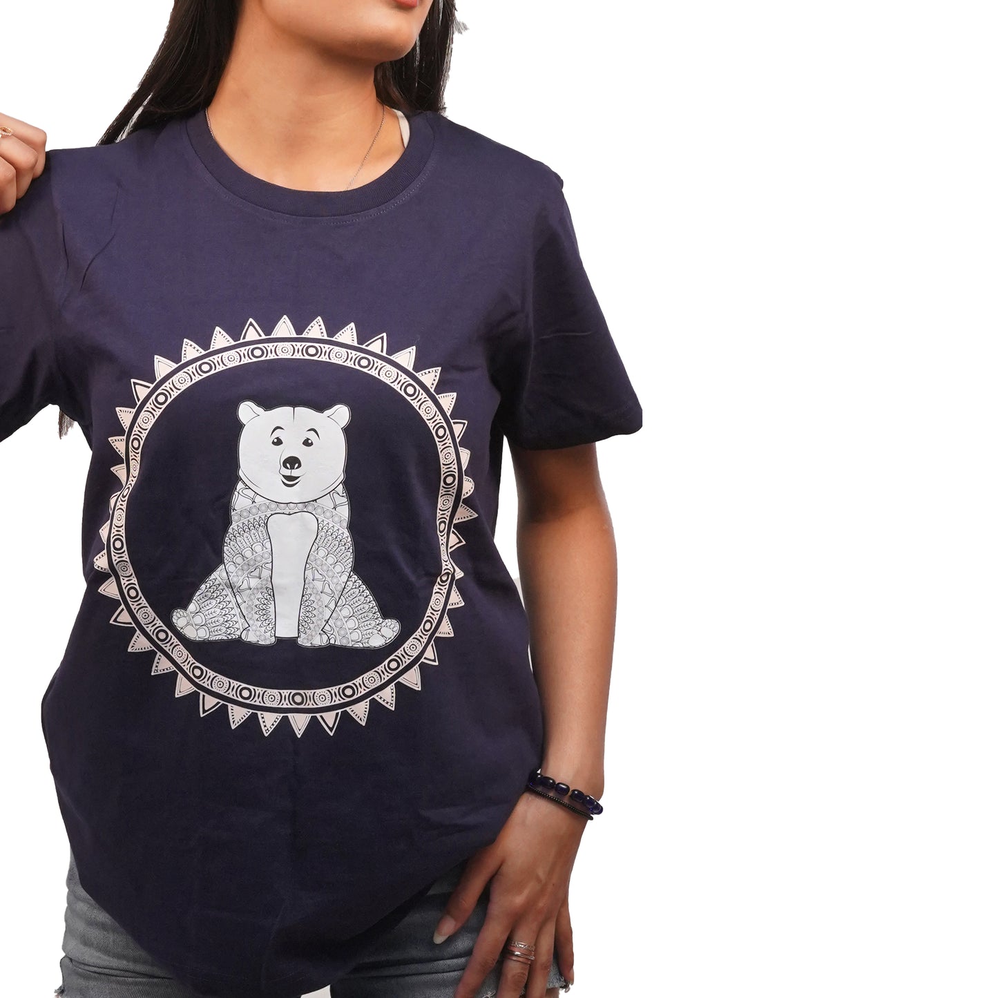 Polar Bear T-shirt In Navy Blue Color For Women