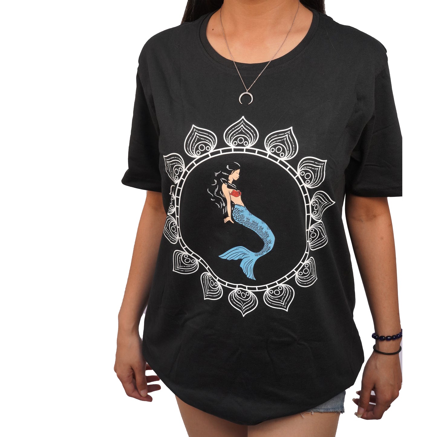 Nirvana Mermaid Printed T-shirt Black Color For Women/Girls