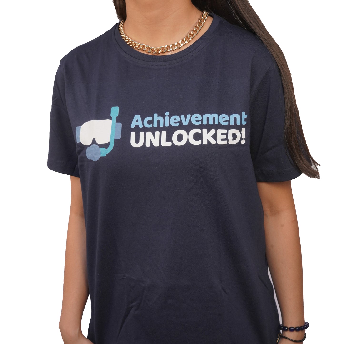 Acheivement Unlocked  T-Shirt In Navy Blue Color For Women