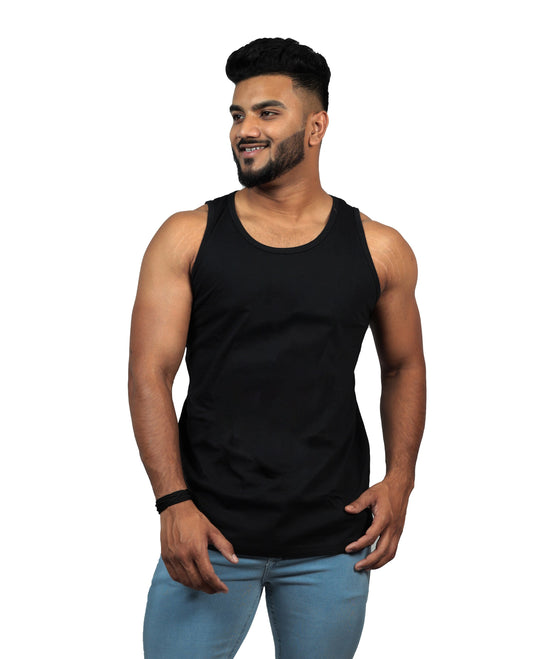 Plain Black Gym Vest For Men